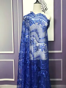 Африканская кружевная ткань 2021, Вышитые Нигерийские кружева, Высококачественная Кружевная ткань из французского Тюля Для женского платья M4428