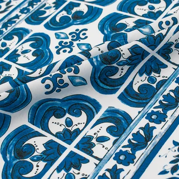 90*145cm/Piece Blue And White Porcelain Digital Pure Cotton Fabric For Dress Tissus Au MÈTre Telas Por Metro Ткань Для Шитья DIY