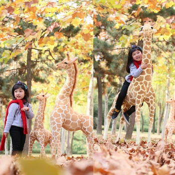[Забавная] Имитация 160 см Самого большого плюшевого жирафа, гигантская коллекция кукол животных, реквизит для фотосъемки, Украшение дома, подарок для детей