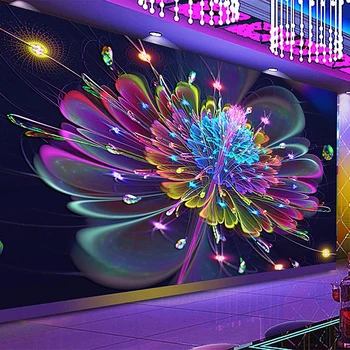 Изготовленные На Заказ Настенные Обои Любого Размера Современное Абстрактное Искусство Цветы Обои 3D Красочный Бар KTV Фон Обои Papel De Parede